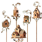 Garden Birdhouse Stake | Metal Art Design | 75 cm Pole, Weather-Resistant