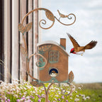 Garden Birdhouse Stake | Metal Art Design | 75 cm Pole, Weather-Resistant