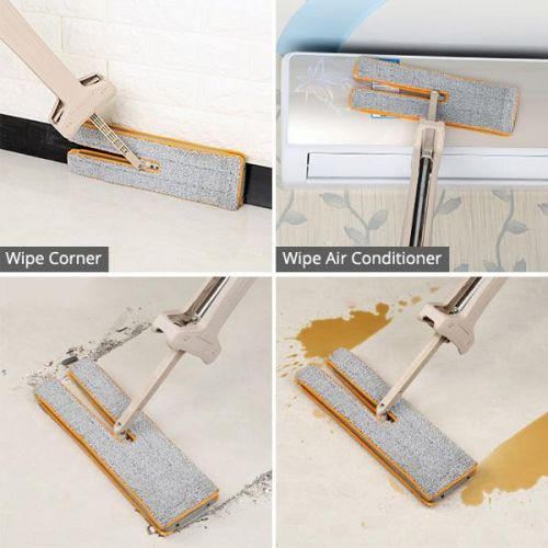 Microfiber Mop & Broom | Self-Wringing & Double-Sided | 360° Rotating Head