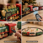Model Train Set | Remote-Controlled & Rechargeable | Classic Steam Locomotive