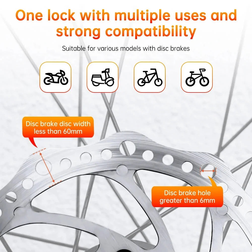 Motorcycle Disc Lock Alarm | 120dB Motion-Activated & IP67 Waterproof | 6-Month Battery Life