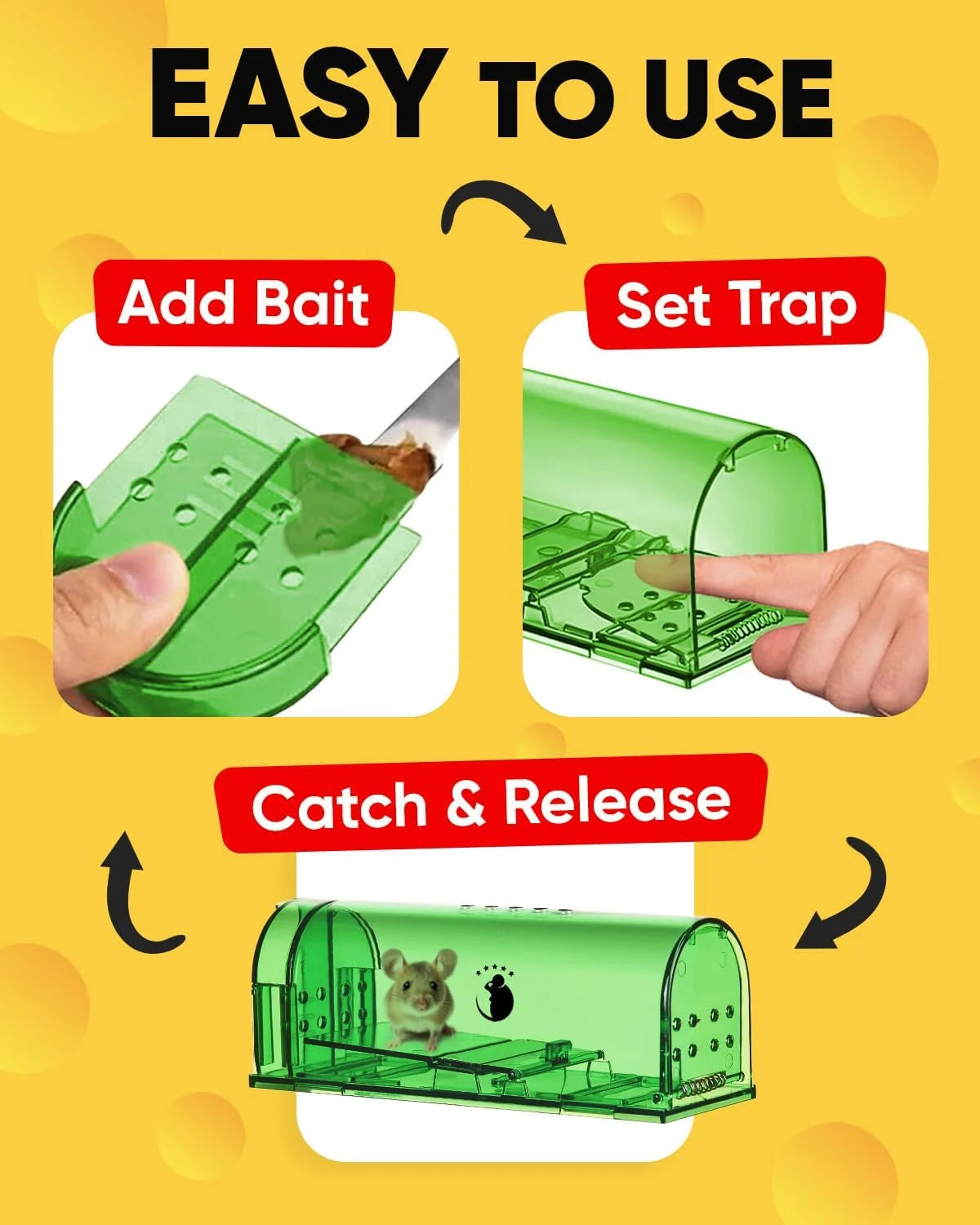 Mouse Trap | Humane Live-Catch & No-Touch Release | 4-Pack