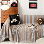 Sofa Cover Blanket | Boho Striped Plush Microfiber | Pet-Friendly