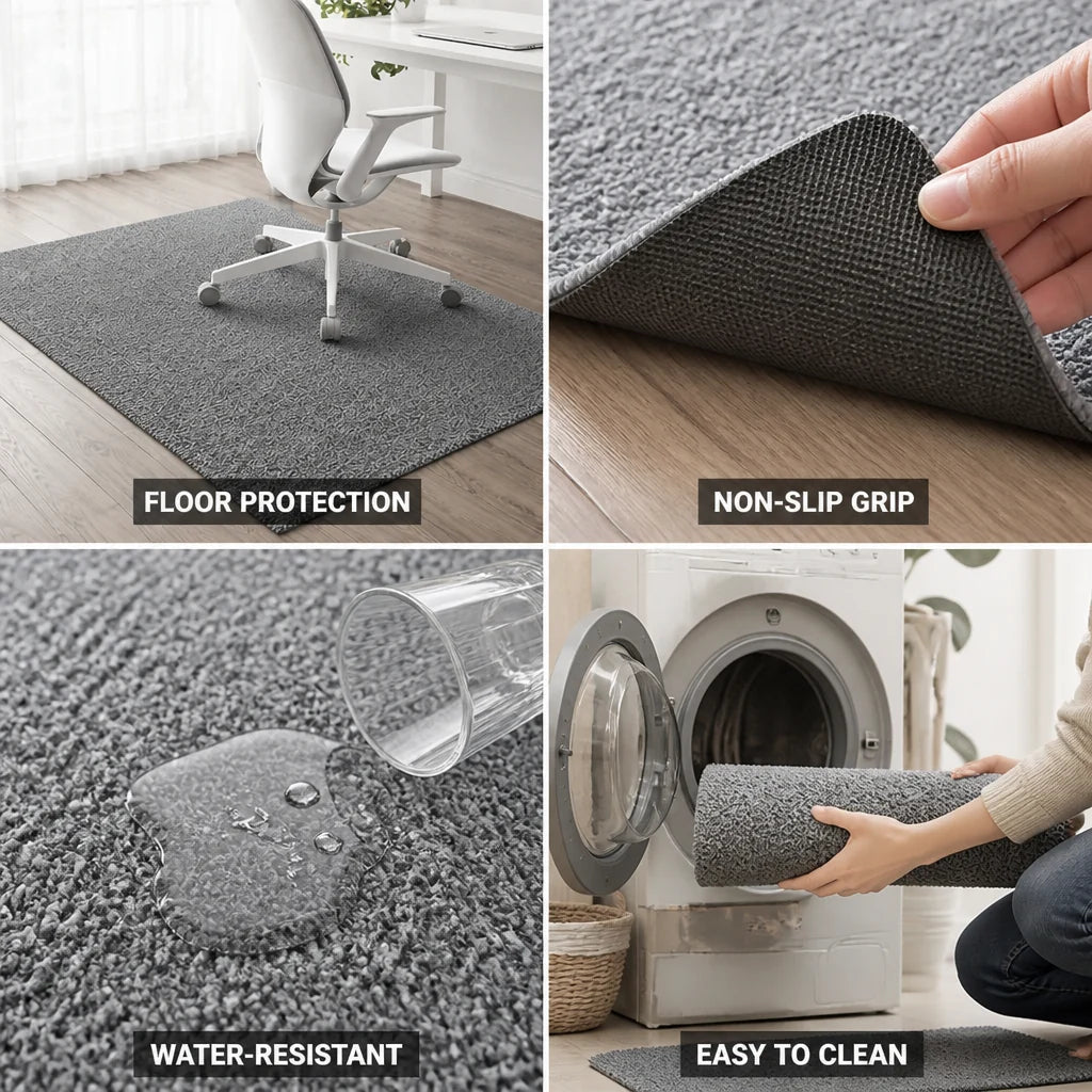 Office Chair Mat | Water-Repellent Polyester & Non-Slip Backing | 9 mm Thick