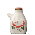 Oil & Sauce Dispenser | Glazed Ceramic & Bamboo Lid | Narrow Pour Spout