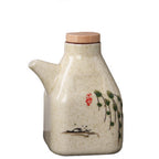 Oil & Sauce Dispenser | Glazed Ceramic & Bamboo Lid | Narrow Pour Spout