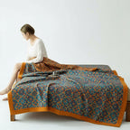 Cotton Blanket | 6-Layer Woven Construction | Block Pattern