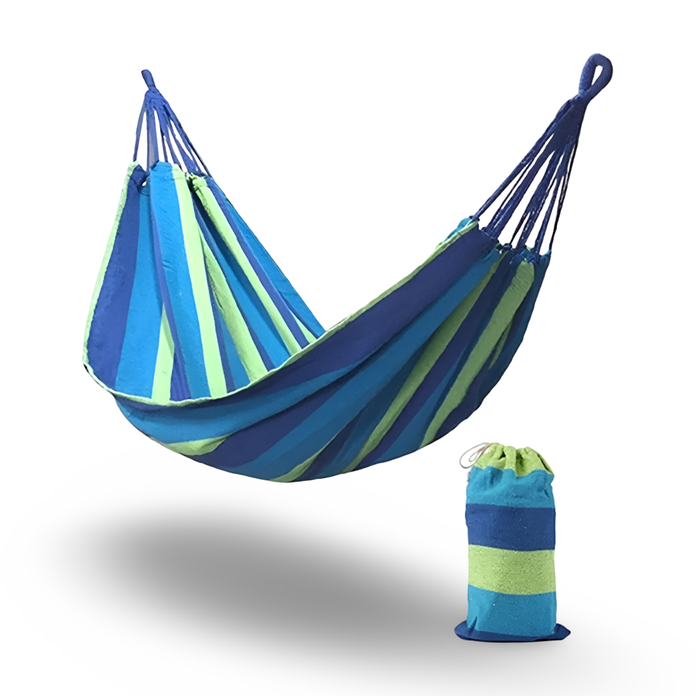 Outdoor Hammock | Woven Cotton & Suspension Ropes | Carrying Bag Included