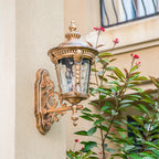 Outdoor Wall Lantern | Vintage Glass Shade & Cast Aluminum Frame | E27 Compatible