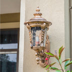 Outdoor Wall Lantern | Vintage Glass Shade & Cast Aluminum Frame | E27 Compatible
