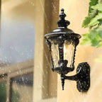 Outdoor Wall Lantern | Vintage Glass Shade & Cast Aluminum Frame | E27 Compatible