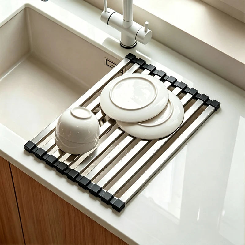 Over-Sink Drying Rack | Stainless Steel Roll-Up & Space-Saving