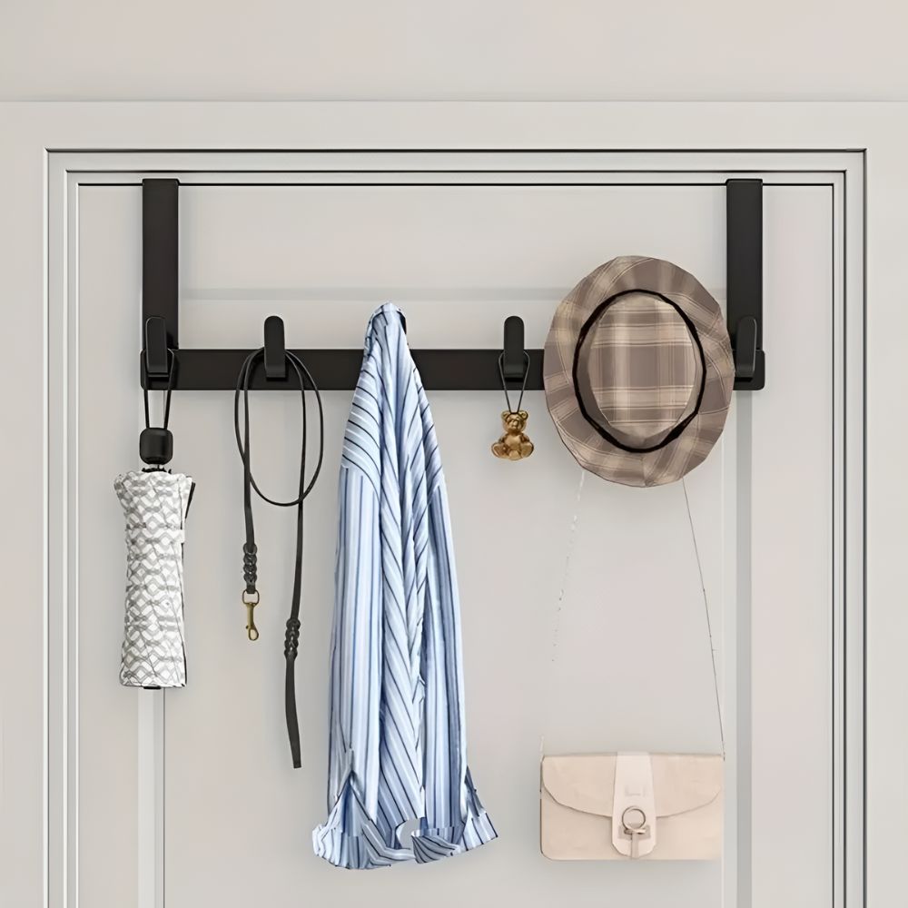 Over-the-Door Hook Rack | Polished Stainless Steel | 5 Hooks
