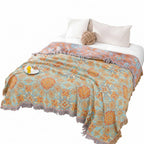 Throw Blanket | Reversible Paisley Cotton & Tassels | Lightweight