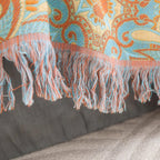 Throw Blanket | Reversible Paisley Cotton & Tassels | Lightweight