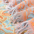 Throw Blanket | Reversible Paisley Cotton & Tassels | Lightweight