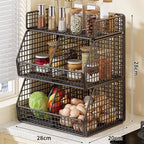 Pantry Organizer | Stackable Wire & Two Open-Front Baskets