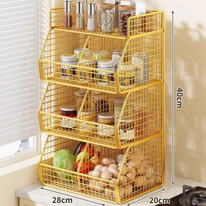 Pantry Organizer | Stackable Wire & Two Open-Front Baskets
