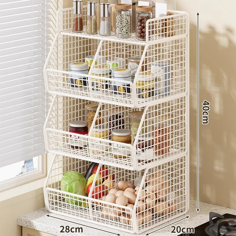 Pantry Organizer | Stackable Wire & Two Open-Front Baskets