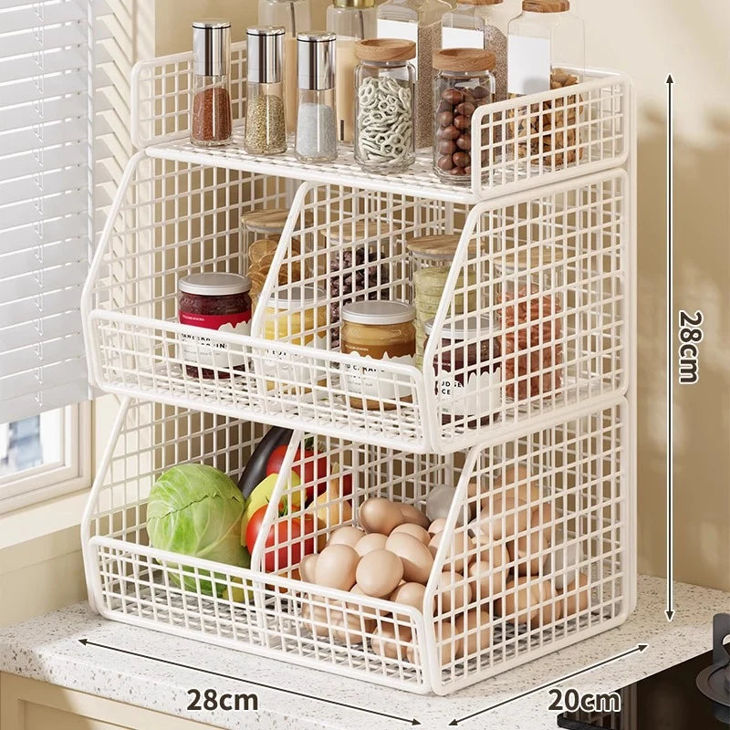 Pantry Organizer | Stackable Wire & Two Open-Front Baskets
