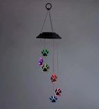 Paw Print Wind Chime | Solar-Powered & Color-Changing | Six Paw Prints