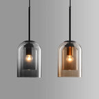 Pendant Light | Double-Glass Smoke Grey & Rust | 150 cm Cord