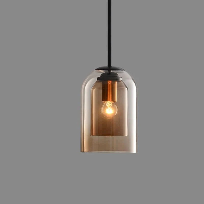 Pendant Light | Double-Glass Smoke Grey & Rust | 150 cm Cord
