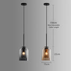 Pendant Light | Double-Glass Smoke Grey & Rust | 150 cm Cord