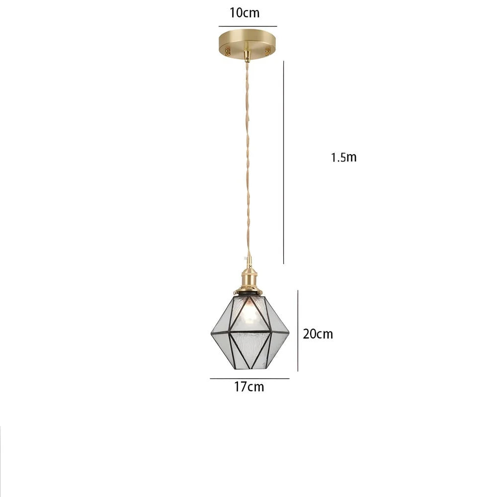 Pendant Light | Geometric Copper Glass | 120 cm Adjustable Chain