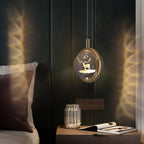 Pendant Light | Gold Metal & Crystal Globe | Warm LED Included