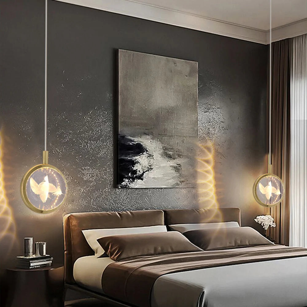 Pendant Light | Gold Metal & Crystal Globe | Warm LED Included
