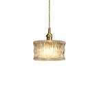 Pendant Light | Ribbed Glass & Brass Finish | Adjustable Cable