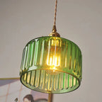 Pendant Light | Ribbed Glass & Brass Finish | Adjustable Cable
