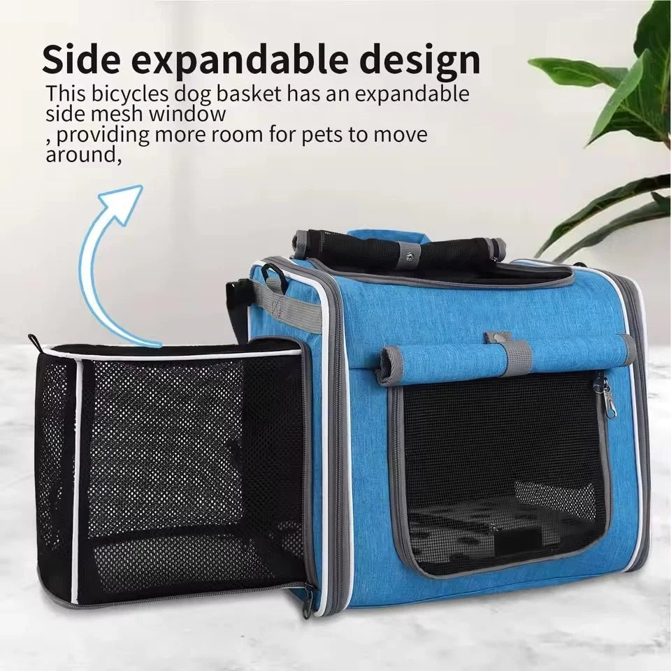 Pet Bike Basket | Expandable & Breathable Mesh | Quick-Release Mount