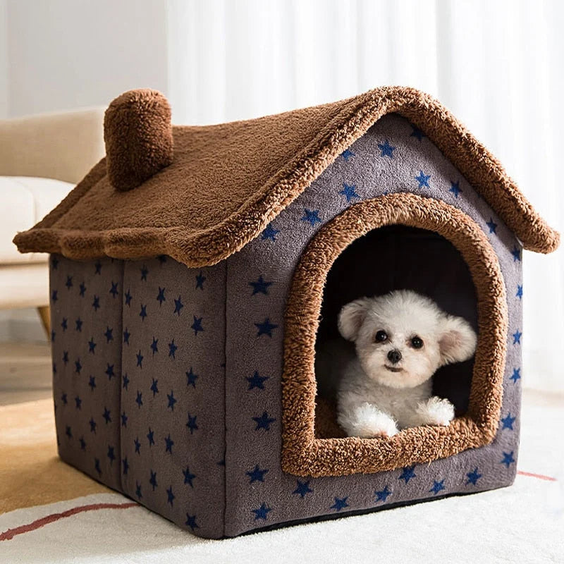 Pet House | Enclosed Den & Removable Washable Cushion | Foldable