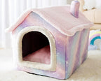 Pet House | Enclosed Den & Removable Washable Cushion | Foldable