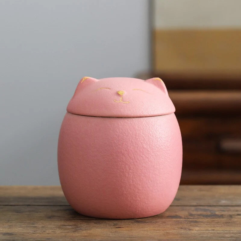 Pet Memorial Urn | Handmade Ceramic Cat-Shaped | For Cats & Small Pets