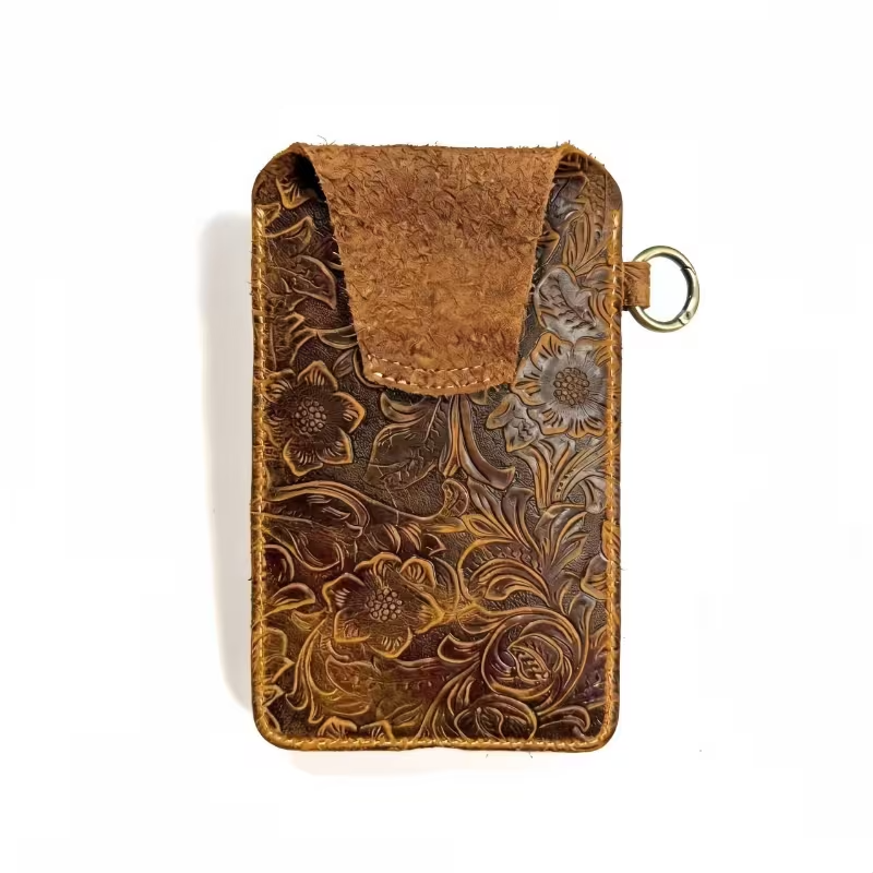 Phone Waist Bag | Floral Embossed Surface | Rear Belt Loop