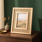 Picture Frame | Handwoven Rattan & Solid Wood | Wall Or Tabletop Display