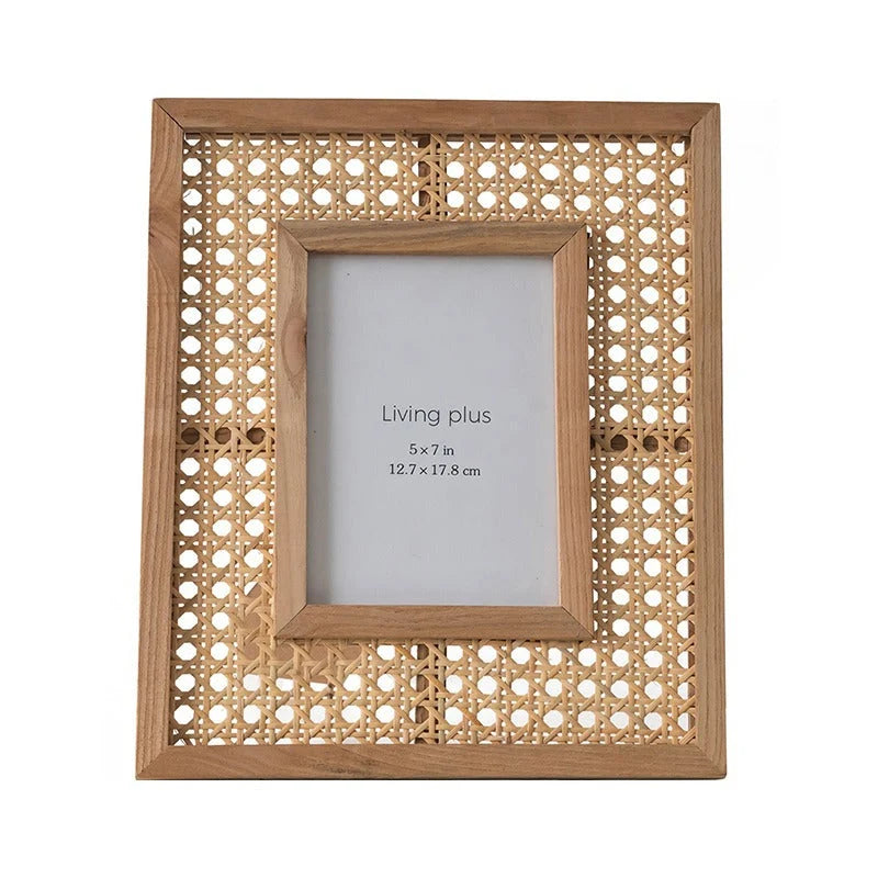 Picture Frame | Handwoven Rattan & Solid Wood | Wall Or Tabletop Display