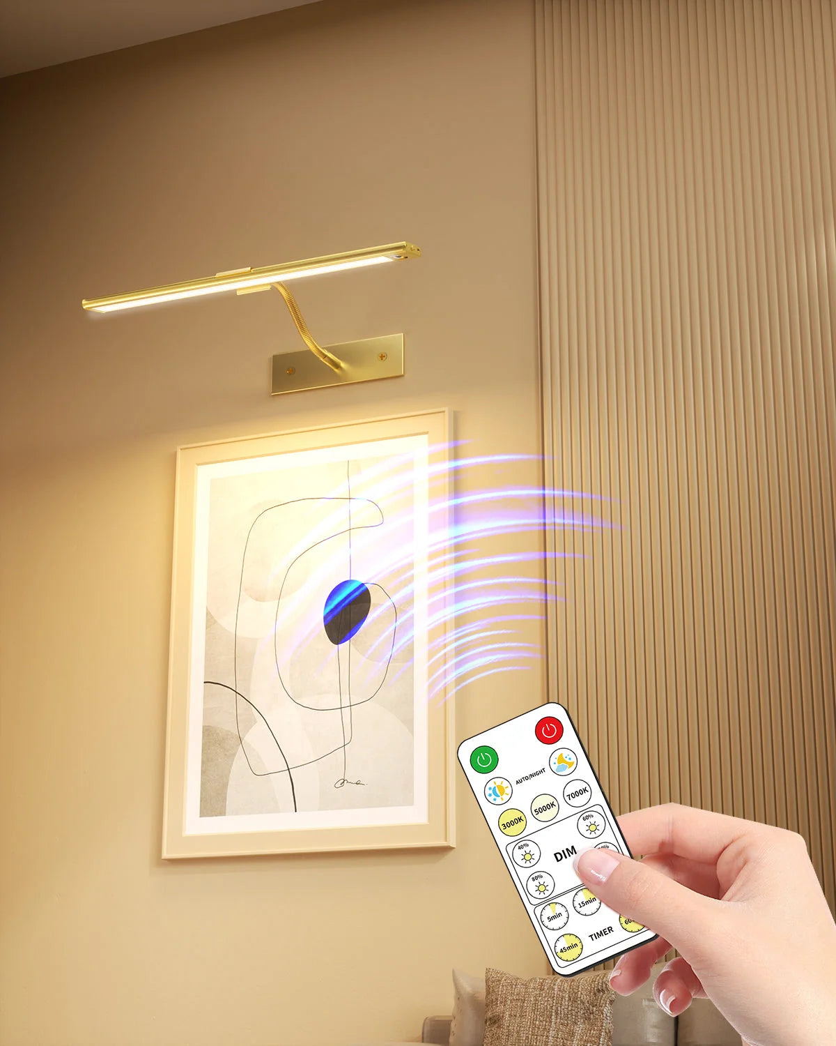 Picture Light | Gold Motion-Sensor LED | Battery-Powered