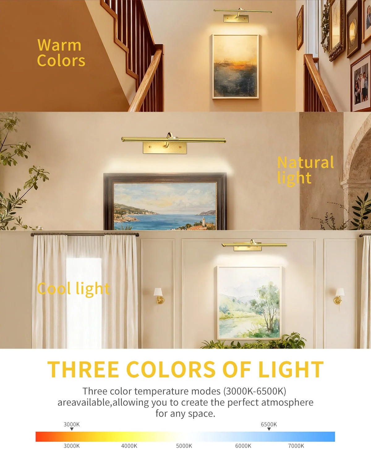 Picture Light | Gold Motion-Sensor LED | Battery-Powered