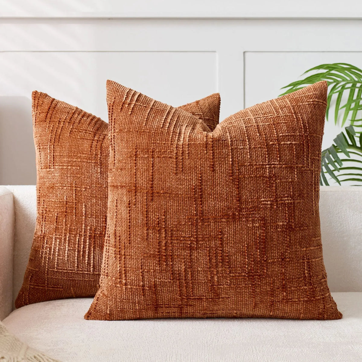 Pillow Cover | Chenille & Bamboo Texture | 40 x 40–50 x 50 cm