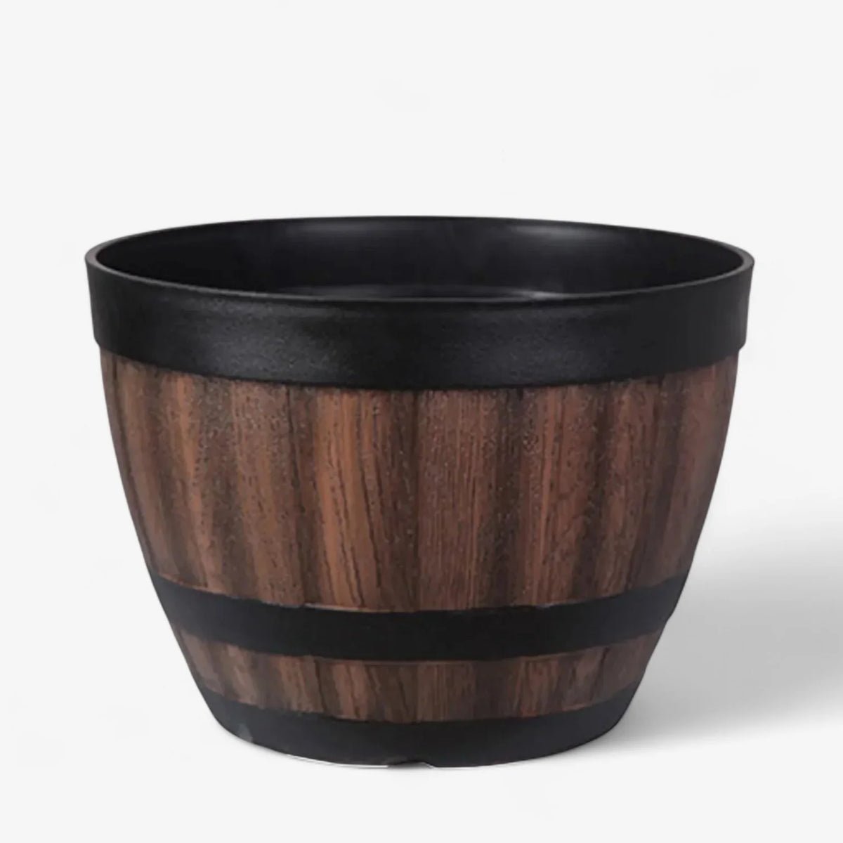 Plant Pot | Barrel-Shaped Textured Resin | Drainage Holes