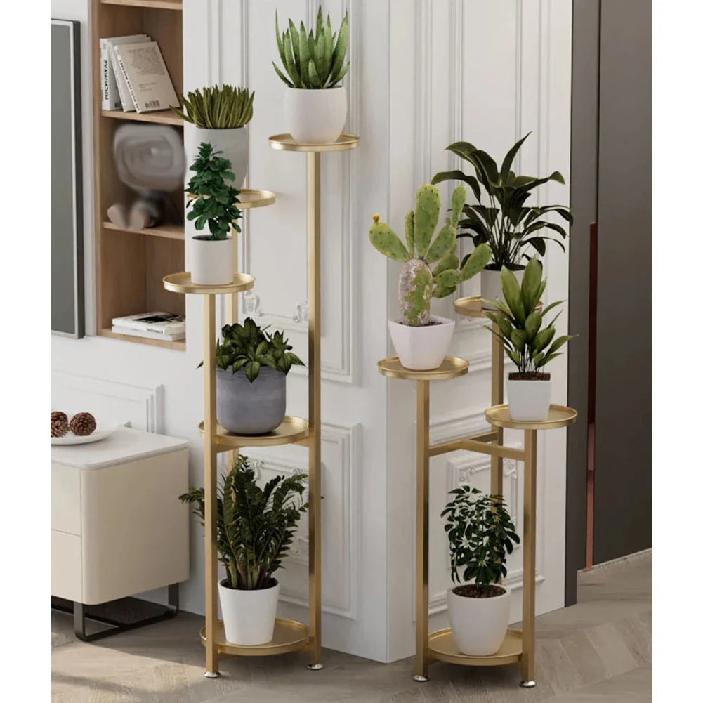 Plant Stand | Steel Multi-Tier Staggered Shelves | 30 cm Base