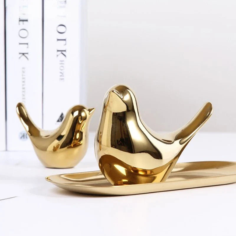Porcelain Bird Figurine | White Sculptural Accent