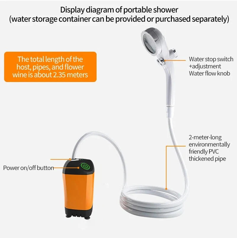 Portable Camping Shower | IPX7 Waterproof | Digital Temperature Display