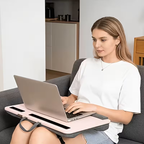 Laptop Desk | Cushioned Bolster Base & Wrist Rest | Storage Slots