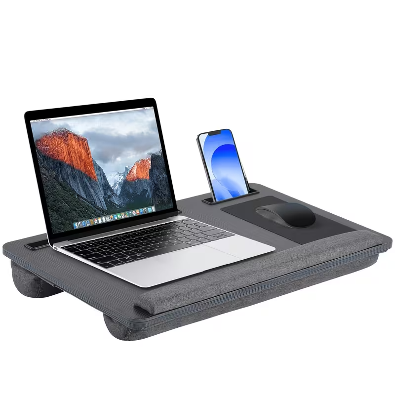 Laptop Lap Desk | Raised Wrist Rest & Bolster Cushions | Built-In Mouse Pad