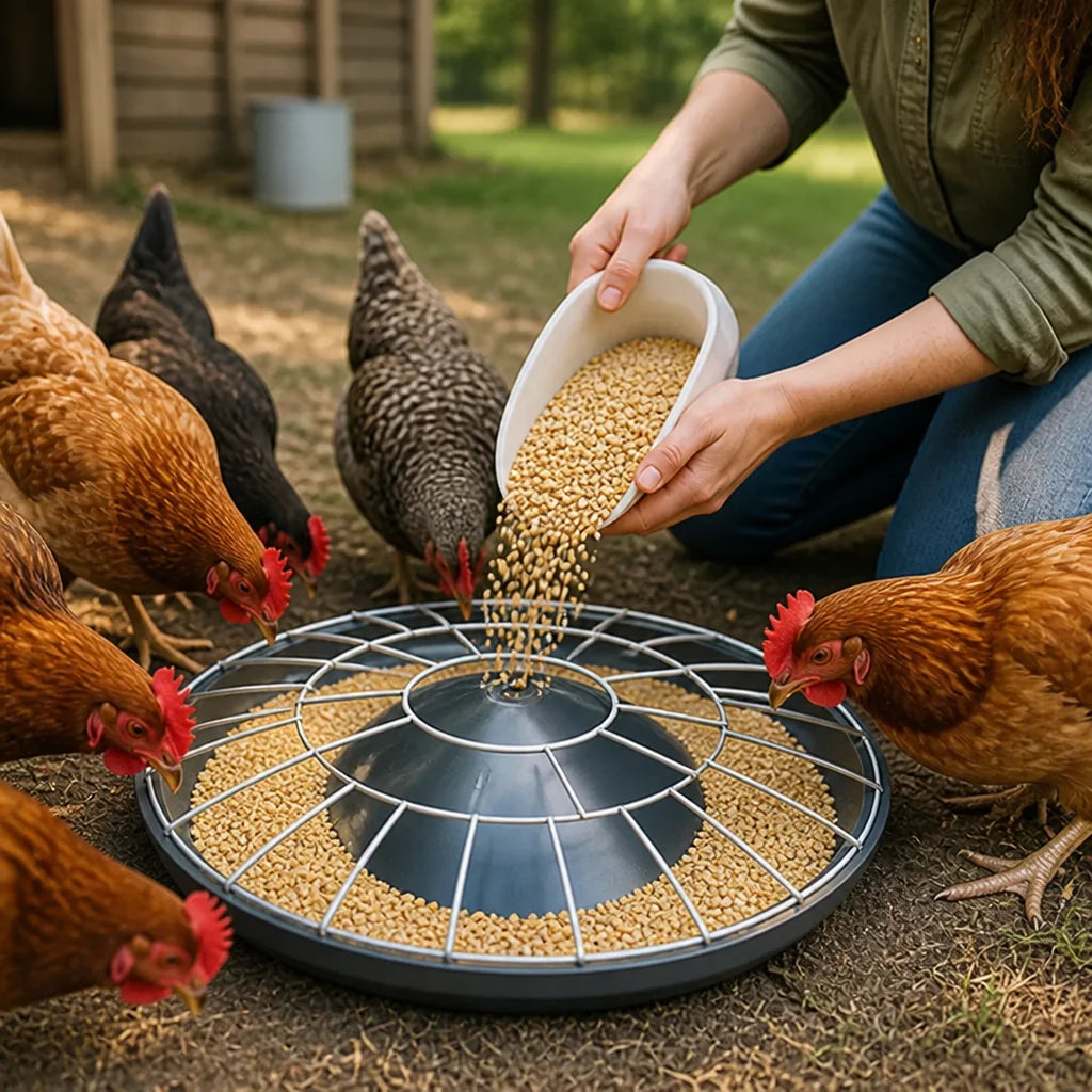 Poultry Feeder | 20-Compartment Divided Design | Impact-Resistant Steel Frame
